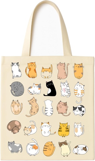 [BRSREFQLOIOQA3DP] Cute Tote Bag,Cat Lover Gifts Reusable Shopping Bag Gift Bag Birthday Christmas for Women