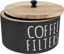 Coffee Filter Holder, Wooden Large Capacity Rustic Coffee Filter Storage Case Dispenser with Bamboo Lid, Round Organizer Basket Container Storage for Pod and Filter, Coffee Bar Accessories
