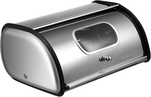 [BRSREHYCCUDRGDIY] Stainless Steel Bread Box with Window Capacity Bread Organizer for Kitchen Countertop Smooth Rounded Edges Household Storage Container Snacks Fruits and Daily Essentials