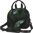Banana Leaf Black Print Lunch Bag,Insulated Lunch Boxes,Suitable For Offices, Work, Or Picnics