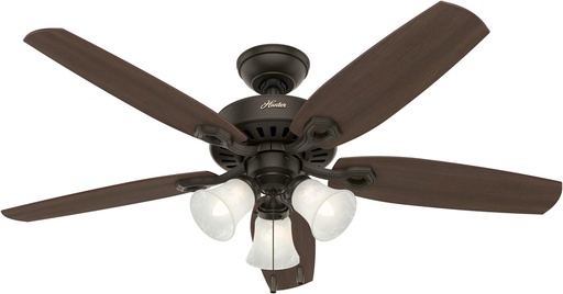 [BRSWIFY2CUIQOELU] Hunter 52 inch Indoor Ceiling Fan with LED Lights - Bronze Ceiling Fan with Pull Chain, For Bedroom or Living Room, Standard Mount, No Remote, 5 Blades, Includes Bulbs - Builder Plus 53238, New Bronze