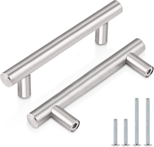 [BRSWKZI3OQFRWGY7] Probrico (10 Pack 3 Inch Hole Centers Euro T Bar Cabinet Pulls Stainless Steel Kitchen Drawer Handles, 5 Inch Total Length