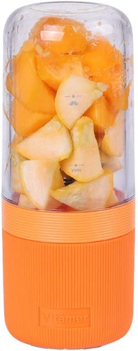 [BRSWYEIEB54G233O] Cup Mini Blender， Household Portable Juicer Cup 400ML Fruit Juice Extractor and Mixer with USB Rechargeable and 4 PCS Blades for Home Outdoor. Portable, B