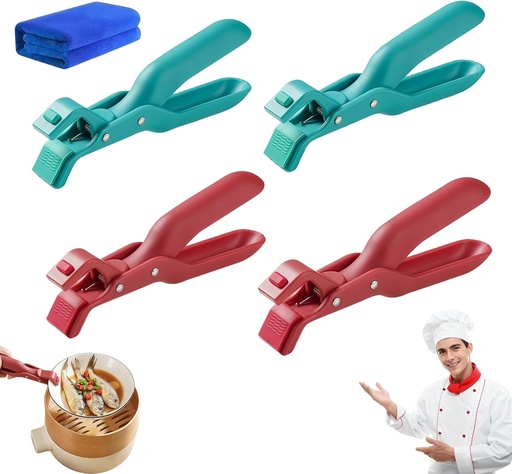 [BRSREAI3CIHWO3LL] Hot Plate Gripper,Hot Plate Gripper Tongs,Multi-Purpose Anti-Scald Bowl Holder Clip for Kitchen,Multi-Angle Hot Plate Grippers,Microwave Oven Cooking,Kitchen Utensil for Bowls,Pans,Dishes (Mix*4)