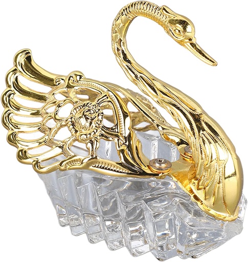 [BRSROAAPOF5Q42AZ] Swan Shaped Sugar Storage Jar, Alloy and Glass Candy Serving Dish Cookie Bowl with Compact Design for Home Kitchen, Restaurant Buffet, Hotel Party Tabletop Decor, Modern Spice Container