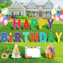 Remiawy Happy Birthday Yard Sign with Stakes - 16pcs Happy Birthday Yard Sign, Personalized Yard Birthday Signs Colorful Weatherproof Birthday Lawn Sign for Outdoor Yard Decorations Garden Party