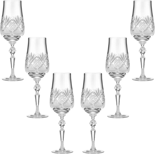 [BRSRAAQCOIHR4DYV] Set of 6 Champagne Flutes - 6 Oz Handmade Vintage Crystal Glasses - For Champagne, Beer, Water, Red and White Wine - Glassware for Home and Bar