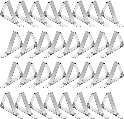 [BRSWGFL2OV6QG33F] TriPole Tablecloth Clips 32 Pack Picnic Table Clips, Stainless Steel Table Cloth Holder Clips for Outdoor Tables, Metal Tables Cover Skirt Clamps for Camping Dining Wedding Graduation Party Essential