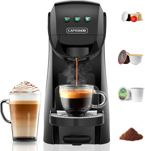[BRSREYYPAEFWAHTA] Warriors1 Single Serve Coffee Maker for Keurig K Cup, Espresso Machine for Nespresso Original, Dolce Gusto Pods, Ground Coffee, Cappuccino & Latte Coffee Machine, 20 Bar Espresso Maker, 3 Brew Sizes