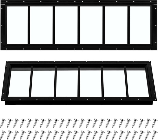 [BRSREZAKPIOQEEIV] Tandefio 2 Pack Shed Window, Transom Windows 10" x 35" with Tempered Glass, Basement Garage Door Flush Mount Shed Window with Tempered Glass Household Windows with Screws for Chicken Coop Playhouse