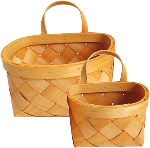 [BRSREYIKBYJREG3J] 2 Pack Woven Wall Hanging Kitchen Storage for Fruits Vegetables Garlic Ginger Flower Decorative Set