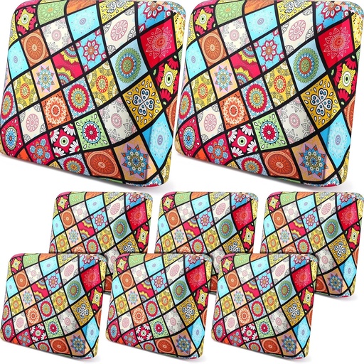 [BRSROHQ3CIBAG23U] 8 Pcs Outdoor Cushion Covers Bohemian Patio 25 Inch Stretchable Furniture Cushion Covers Floral Indoor Sofa Replacement Seat with Elastic Bottom
