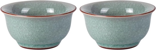 [BRSREGQZOUHQ2AIV] KAMMAK Tea Cup Set of 2 Porcelain Small Tea Cups 2oz Japanese Tea Cup, Asian Handmade Ceramic Teacups for Home, Party, Office, Chinese Kung Fu Tea Set for Hot/Cold Drink (Bell-Ice Crackle Glaze)
