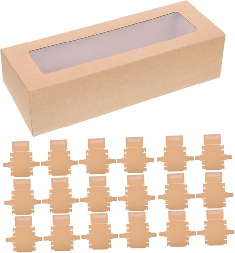 [BRSREFAFBMNAODY6] Cabilock 20Pcs Macaron Packaging Boxes with Clear Lid Paper Bakery Containers for Goods for Cupcakes Donuts Pastries and Desserts for Takeout