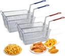 4-Pack Stainless Steel Deep Fryer Baskets with Non-Slip Handles, 13.25" x 6.5" x 6" - Commercial Grade French Fry Baskets for Restaurant & Home Kitchen
