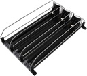 Topyond Pusher Glide Shelf,Labor Saving Automatic Drink Dispenser with Adjustable Dividers Stabilizing Damper for Refrigerator (Black)