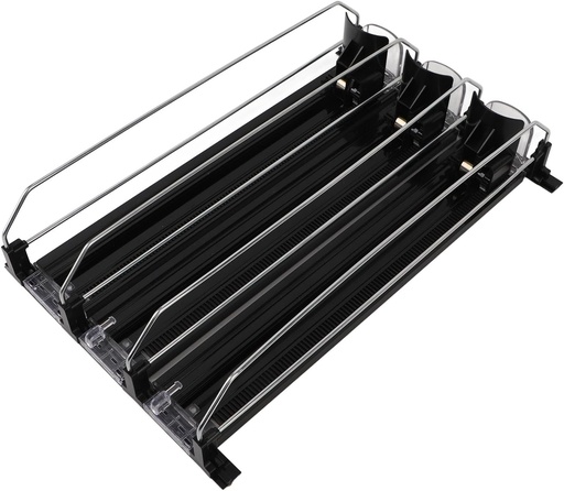 [BRSRAFQQPMIAK3AZ] Topyond Pusher Glide Shelf,Labor Saving Automatic Drink Dispenser with Adjustable Dividers Stabilizing Damper for Refrigerator (Black)