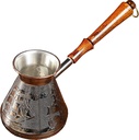 AEVVV Scarlet Sails Turkish Greek Copper Turk 600ml 20oz Neat Cezve Coffee Maker With Wooden Handle