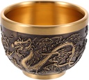 Cabilock Dragon and Phoenix Copper Tea Cup 2.36 Inch Brass Traditional Chinese Tea Cup Embossed Oriental Drinkware for Home Dining Ceremony