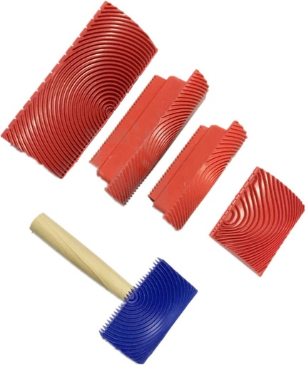 [BRSWGBQRCQDRMH35] Bioristar Wood Texture Roller Graining Tool Wallpaper Roller Wall Paint Wood Roller Rubber Graining Painting Tool Real Wood Look Room Decoration DIY Tool (5 Pack)