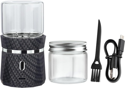 [BRSRAEANBUIRQD36] Unique Electric Herb Grinder, Small Spice Grinder Electric herb Grinders Mini Size 2x3.5inches with 2pcs 1.7oz/50ml Glass Jar Herb Jar Portable Grinders Rechargeable Automatic herb Grinder