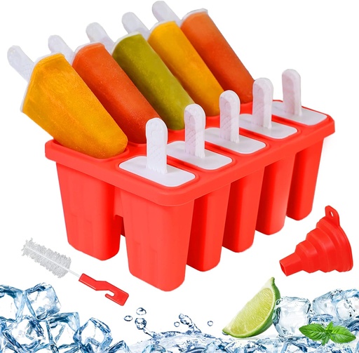 [BRSRMZQ2AUGR6HY7] Silicone Popsicle Molds 10-cavity, DIY Ice Pop Mold for Kids Adult Teens, BPA Free Ice Cream Molds for Party Yogurt Juice Smoothies Sticks