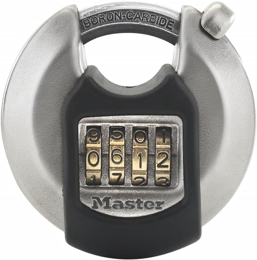 [BRSWIGQ4CQJQMCQ3] Master Lock Heavy Duty Disc Padlock [Combination] [Stainless Steel] [Outdoor] M40EURDNUM - Best Used for Storage Units, Sheds, Garages, Trailers and More
