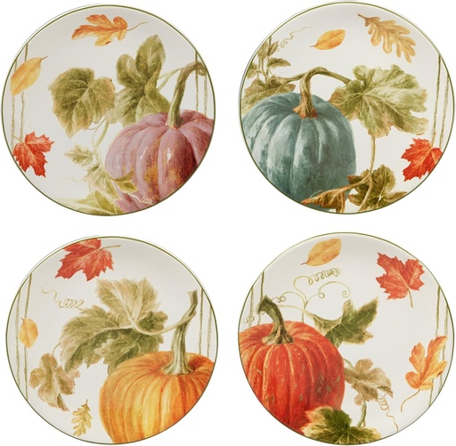 [BRSW2EA3DEFR6HLA] Certified International Autumn Harvest 9" Salad/Dessert Plates, Multicolor, Medium, Set of 4