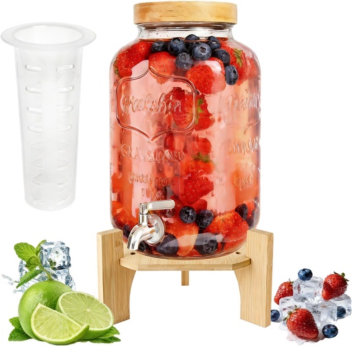 [BRSRE233A4HWYCTU] Wood Drink Dispenser Stand Natural Bamboo Fits 7.8 in (20 cm) Inch Diameter Beverage Jugs Elegant & Sturdy Stand for Home, Parties, & Catering Events