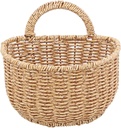 Handwoven Rattan Wall Hanging Storage Basket Small Decorative Baskets Farmhouse Rattan Flower Bin Kitchen Wall Mount Organizer for Ginger Garlic