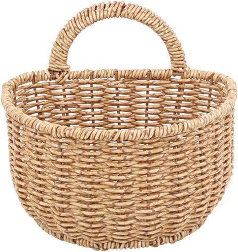 [BRSRMAD6C4FRAA3K] Handwoven Rattan Wall Hanging Storage Basket Small Decorative Baskets Farmhouse Rattan Flower Bin Kitchen Wall Mount Organizer for Ginger Garlic