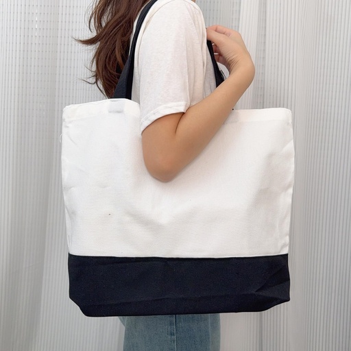 [BRSREGAPOQJWM2Q6] Canvas Tote Bags with Zipper, Blank Reusable Grocery Bag, Widened Washable Bag with Inner Pocket, Shopping Travel Large Tote Bags for Birthday Gifts (44x34cm)