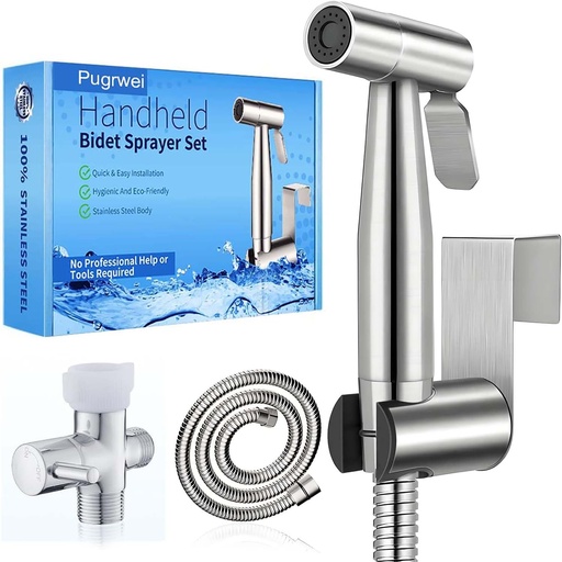 [BRSWYYAHDEDRYYDA] New Version Handheld Bidet Sprayer for Toilet, Premium Stainless Steel Bathroom Bidet Sprayer Set, Baby Cloth Diaper Sprayer with Superior Complete Spray Hoses Kit, Support Wall or Toilet Mount