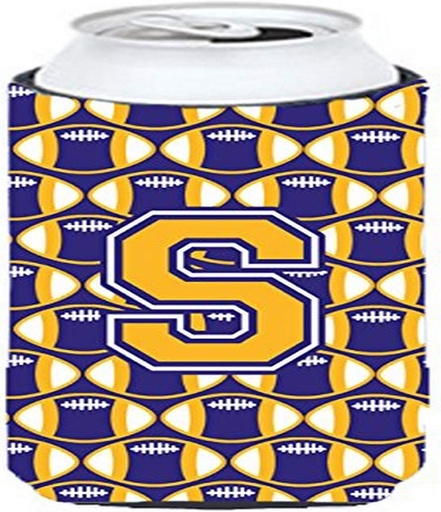 [BRSWKYAFBYBAYDQZ] Caroline's Treasures CJ1064-STBC Letter S Football Purple and Gold Tall Boy Hugger Can Cooler Sleeve Hugger Machine Washable Drink Sleeve Hugger Collapsible Insulator Beverage Insulated Holder