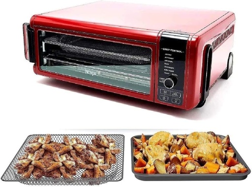 [BRSW2YYZOYFRQDL5] Ninja SP101 8-in-1 Air Fry Large Toaster Oven Flip-Away for Storage Dehydrate Keep Warm 1800w XL Capacity (Renewed) RED