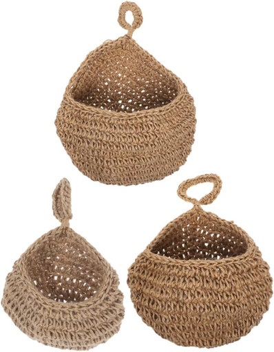 [BRSRAAYYO4HRAYIV] TIDTALEO 3pcs Teardrop Wall Hanging Baskets Rustic Storage Baskets for Kitchen Bohemian Style Vegetable and Fruit Organizer for Home Decor and Space Saving