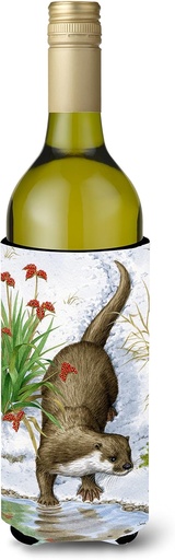 [BRSWKZIMOAOGEGDC] Caroline's Treasures ASA2048LITERK Otter by The Water Wine Bottle Hugger Bottle Cooler Sleeve Hugger Machine Washable Collapsible Insulator Beverage Insulated Holder