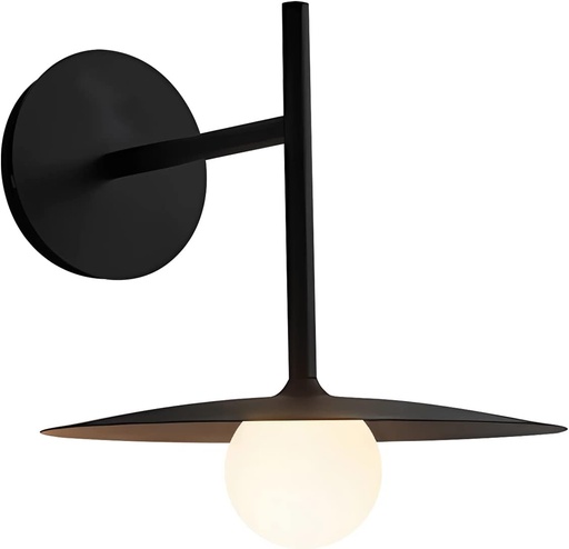 [BRSRMCARCIDQOH3Z] BOKT Black Glass Wall Mount Light Fixture Indoor Wall Sconce Industrial Farmhouse Wall Light Mid Century Bathroom Wall Lamp Rustic Vintage Wall Sconce Lighting for Bedside Mirror Bedroom Living Room