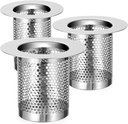DOITOOL Bathroom Sink Strainer 3Pcs Hair Catcher Shower Drain, Bathtub Drain Cover, Sink Tub Drain Stopper, Deep Stainless Steel Sink Strainer for Bathroom, Fit Hole Size from 1.25 to 2.17