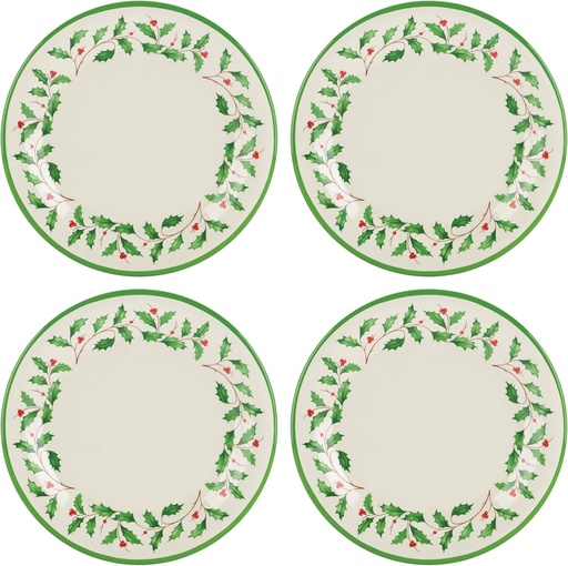[BRSWKEATCMOGCHAZ] Lenox 863669 Holiday 4-Piece Melamine Dinner Plate Set, Christmas Dinnerware, Hosting