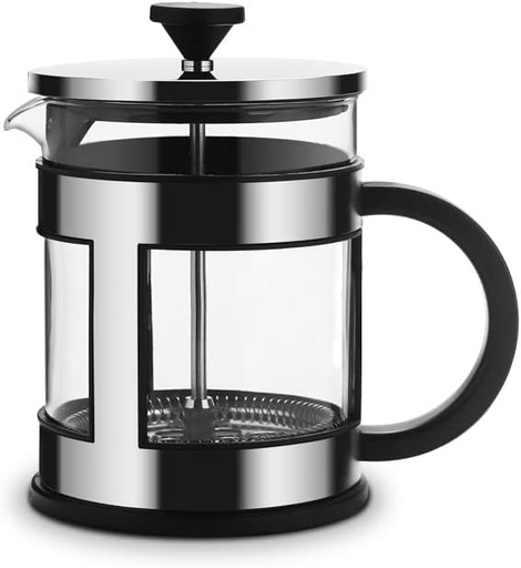 [BRSRAHQOOYBBECQU] Coffee Press Glass Teapot Coffee Tea Percolator Filter Press Plunger Manual Coffee Espresso Maker Pot Stainless Steel Pots(Black 600ML)