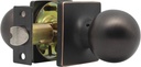 Gobrico Round Ball Door Knob for Interior Closet Hallway,Oil Rubbed Bronze Keyless Door Handle with Square Rosette,Passage Function,1 Pack