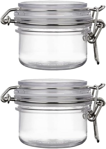 [BRSRMBL2OQMRSEI7] 2 Pcs 120ml Clear Plastic Sealed Jars Airtight Food Storage Canisters Wide Mouth Canning Jars Round Transparent Candy Bottle for Coffee Beans