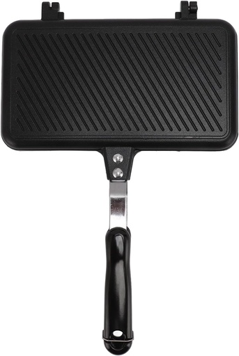 [BRSRAFAEPMFGGYDZ] Waffle Maker, Stuffed Waffle Maker Nonstick Aluminum Waffle Maker Pan for Sandwich Toaster, Breakfast, Sandwich Baking (Solid wood/aluminum alloy 2)