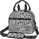Black And White Dot print Lunch Bag Reusable Insulated Lunch Boxes Cooler Tote Bags For Work Office Picnic Travel