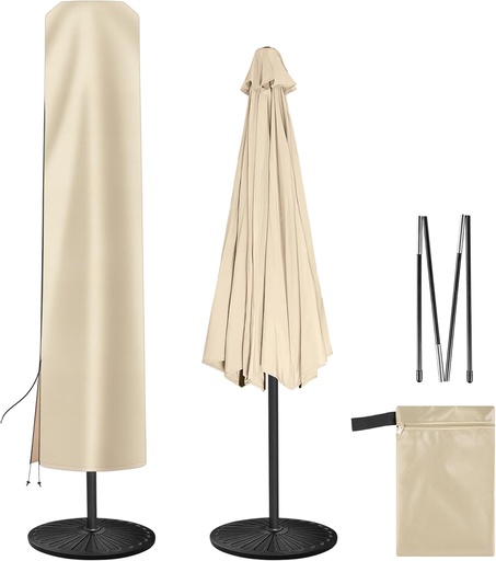 [BRSRAZQTOACB62TL] Patio Umbrella Cover - Outdoor Umbrella Covers with Folding Rod, Waterproof Oxford, Parasol Cover for 7.5ft 8ft 9ft 10ft 11ft Round Table Umbrella (Beige)