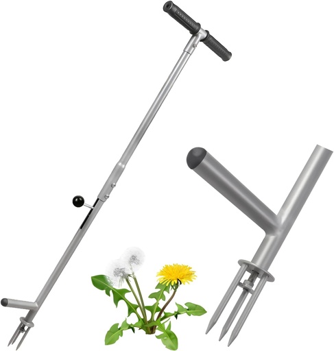 [BRSROH32OQBWKHY3] Weed Puller - Weeding Tool Stand Up Heavy Duty - Long Handle Hand Weeder with 3 Claws for Garden Lawns Yard- Uprooting Gardening Weed Remover Tool Easily Remove Weeds Without Bending Kneeling Pulling