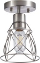 1 Light Semi Flush Mount Ceiling Light Fixture, Rustic Modern Framhouse Brushed Nickel Kitchen Ceiling Light with Metal Cage Shade for Foyer Kitchen Hallway Entryway Bedroom(1 Pack)