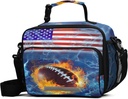 ALAZA Rugby Football America Lunch Box for Girls Kids Insulated Lunch Bag Boys Lunchbox Reusable Cooler Tote Freezable Shoulder Strap for School Picnic