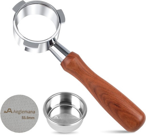 [BRSRAYYRBYHGY332] 54mm Bottomless Portafilter with Stainless Steel Filter Holder & Basket - 3-Ear Espresso Filter for Breville Barista Express (BES870/878/875/840/Duo-Temp Pro) - Durable Solid Wood Handle –by Aeglemana
